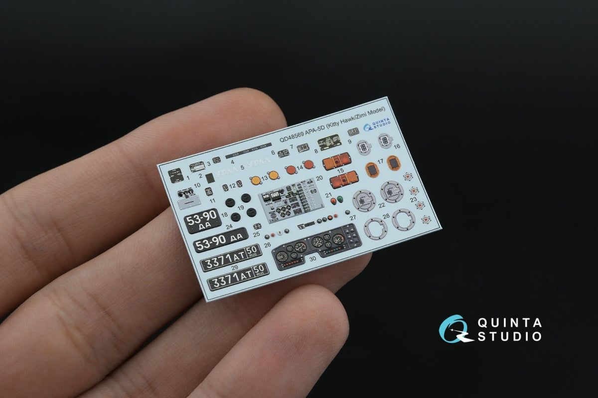 Quinta Studio QD+48569 APA-5D 3D-Printed &amp;amp; colored Interior on decal paper (KittyHawk/Zimi model) (with 3D-printed resin parts) 1/48 – immagine 4