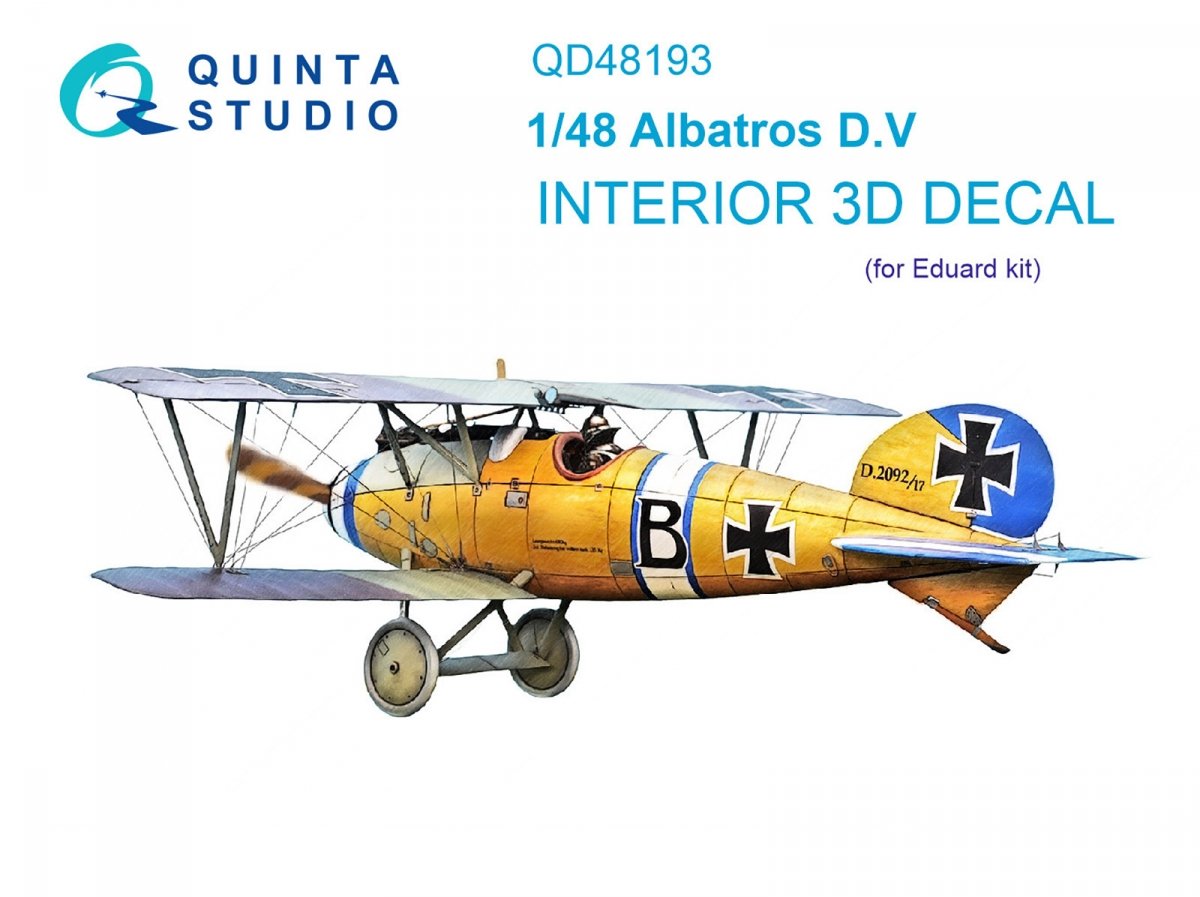 Quinta Studio QD48193 Albatros DV 3D-Printed &amp;amp; colored Interior on decal paper (Eduard) 1/48