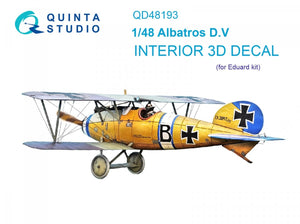 Quinta Studio QD48193 Albatros DV 3D-Printed &amp;amp; colored Interior on decal paper (Eduard) 1/48