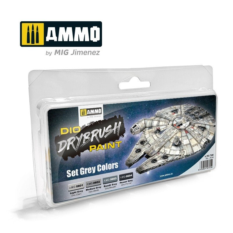 Ammo of Mig 7300 DRYBRUSH Set Gray Colors 4x40ml