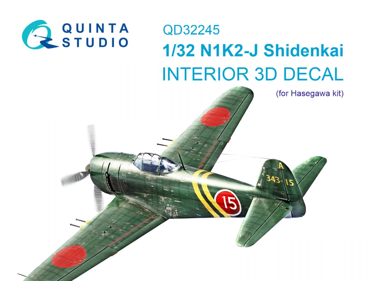 Quinta Studio QD32245 N1K2-J Shidenkai 3D-Printed &amp;amp; colored Interior on decal paper (Hasegawa) 1/32