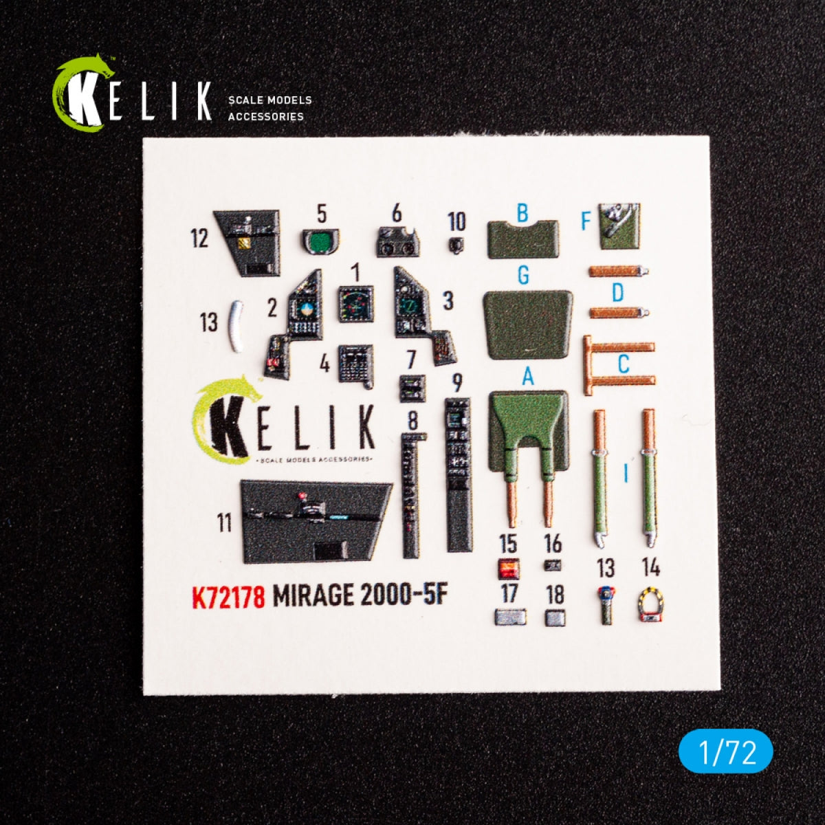 KELIK K72178 Mirage 2000-5F - interior 3D decals for ModelSvit kit 1/72
