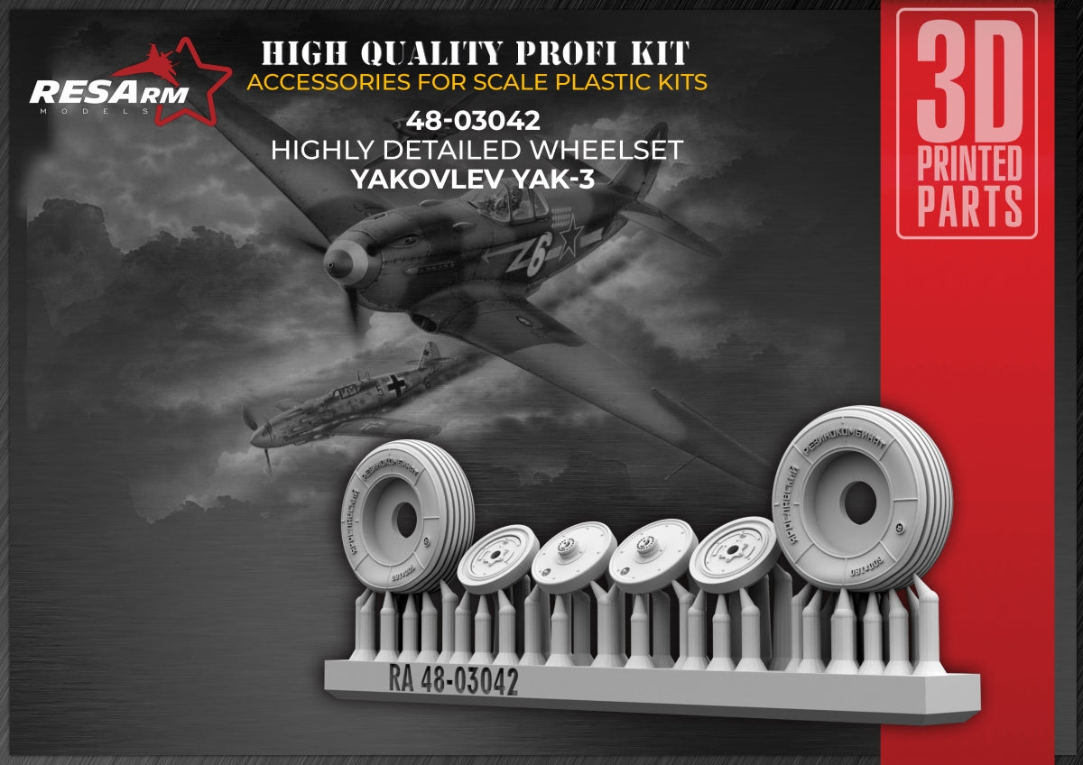RESArm 48-03042 YAK 3 - Wheels under load (3D resin printing) 1/48
