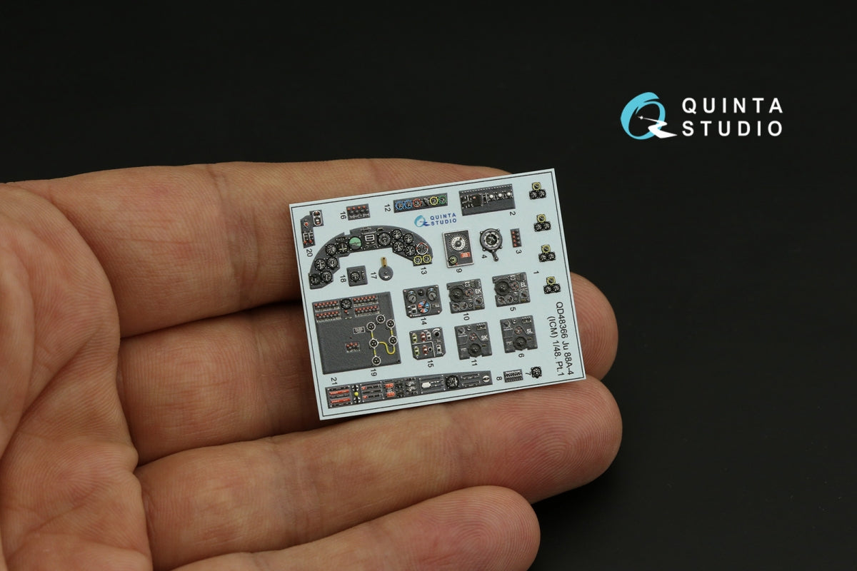 Quinta Studio QD48366 Ju 88A-4 3D-Printed &amp;amp; colored Interior on decal paper (ICM) 1/48 – obrázek 9
