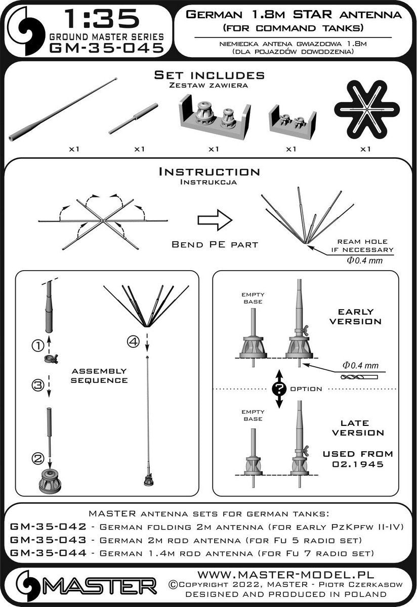 Master GM-35-045 German WWII 1.8m star antenna (for command tanks) (1pc) 1/35 – immagine 7