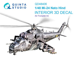 Quinta Studio QD48406 Mi-24 Nato Hind 3D-Printed &amp;amp; colored Interior on decal paper (Trumpeter) 1/48