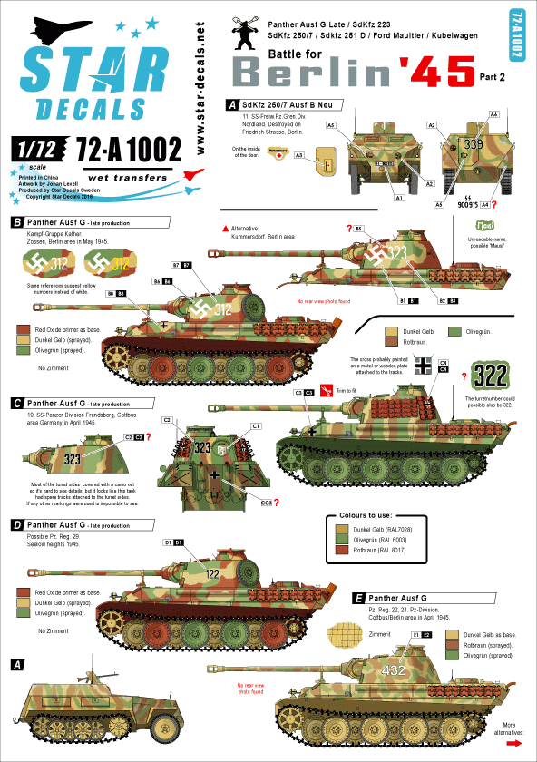 Star Decals 72-A1002 Bataille de Berlin 45 #2 1/72