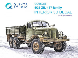 Quinta Studio QD35086 ZiL-157 family 3D-Printed &amp;amp; colored Interior on decal paper (Trumpeter) 1/35