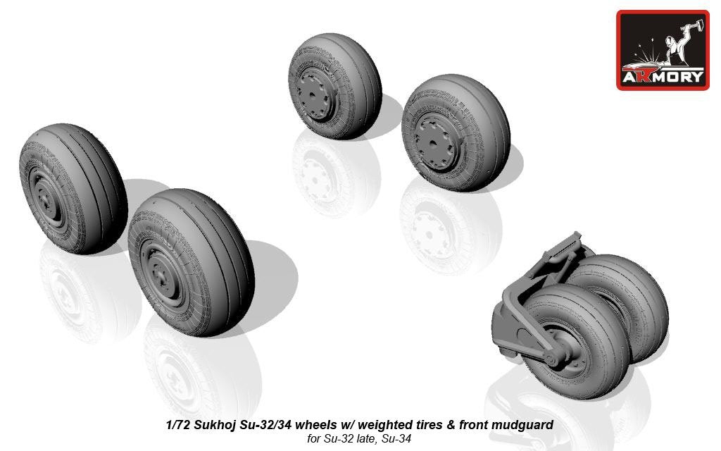 Armory Models AW72045 Sukhoj Su-32FN / Su-34 Fullback wheels w/ weighted tires, front mudguard 1/72 – image 2