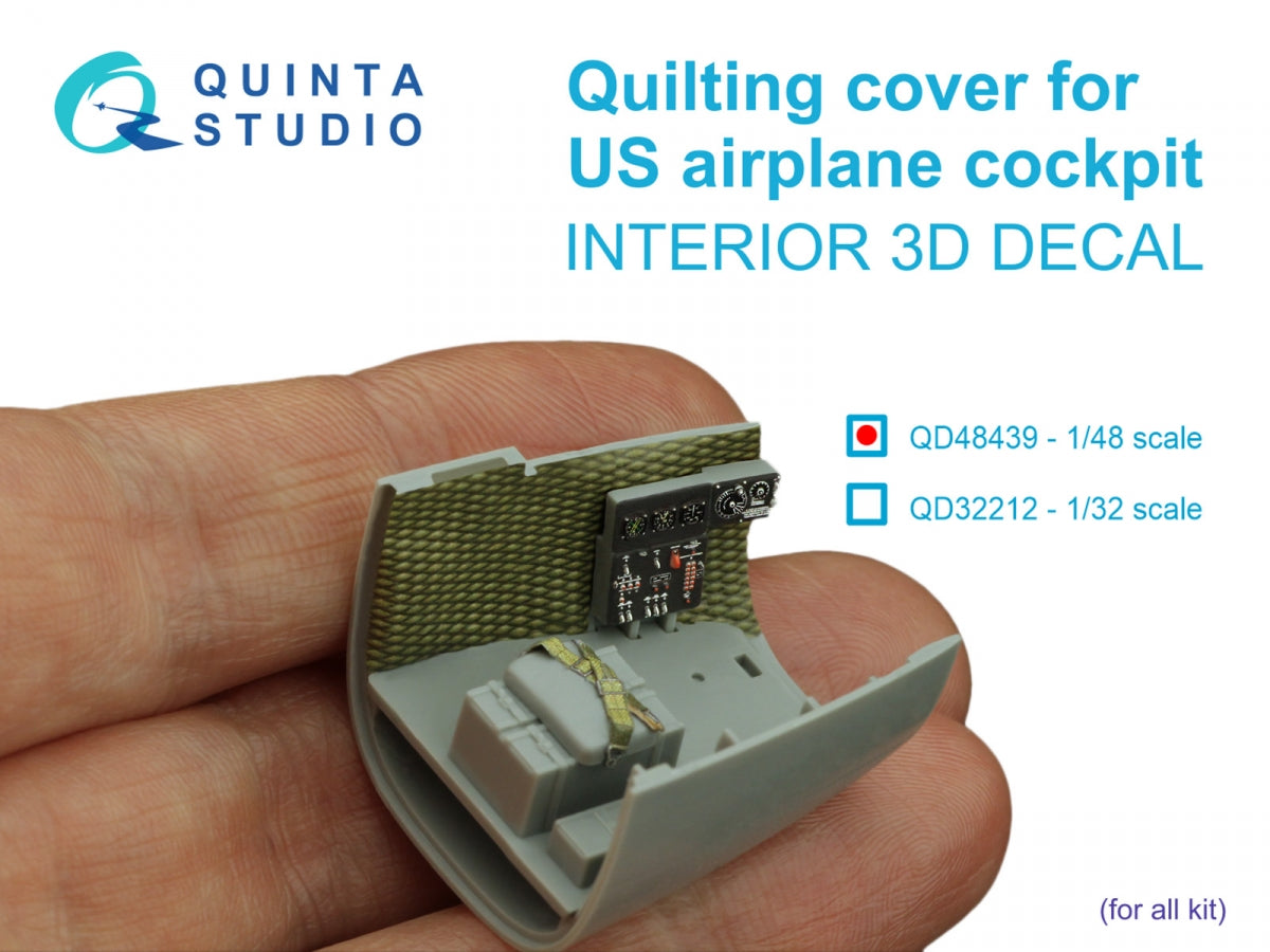 Quinta Studio QD48439 Quilting cover for US airplane cockpit. 3D-Printed colored Interior on decal paper (All kits) 1/48 – image 6