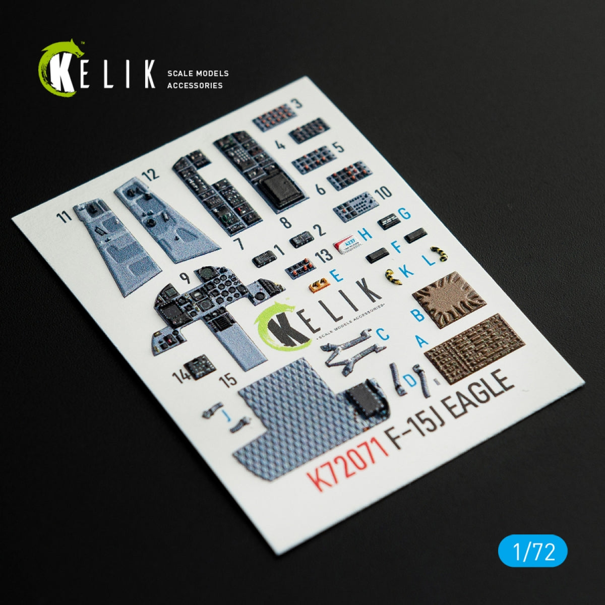 Kelik K72071 F-15J Eagle interior 3D decals for PLATZ kit 1/72