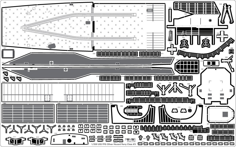 Pontos 37019F1 USS FFG Oliver Hazard Perry Class Long Hull Detail Up Set ADVANCED 1/350 – imagen 10