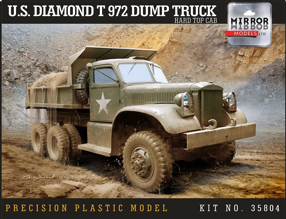 Mirror Model 35804 US Diamond T 972 Dump Truck Hard Top Cab 1/35