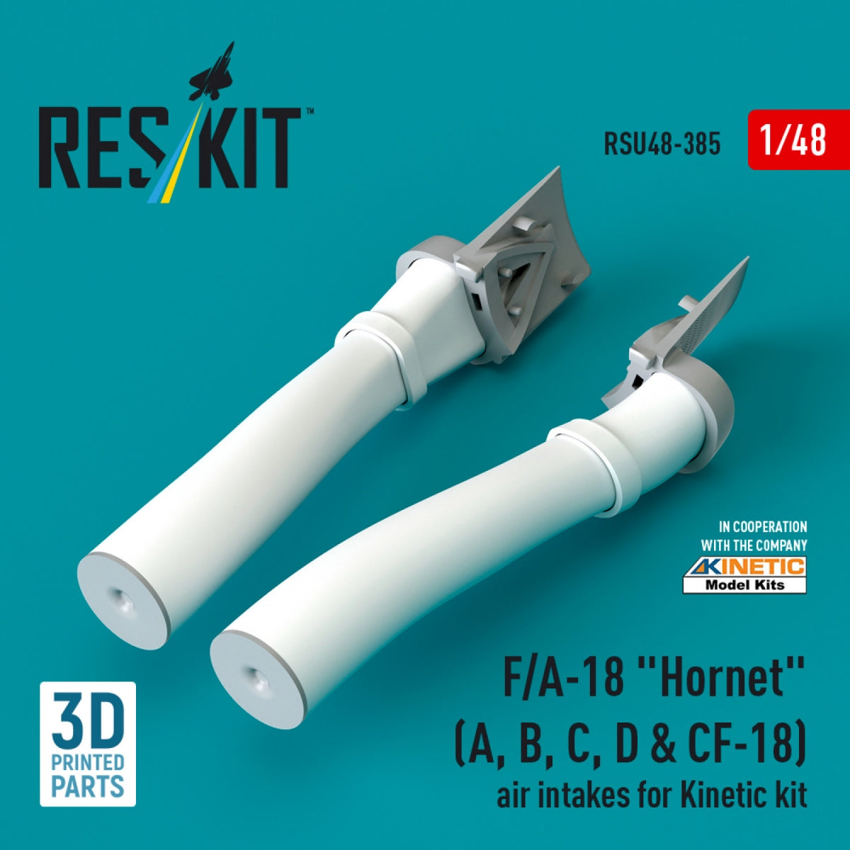 RESKIT RSU48-0385 F/A-18 &amp;quot;Hornet&amp;quot; (A, B, C, D &amp;amp; CF-18) air intakes for Kinetic kit (3D Printed) 1/48