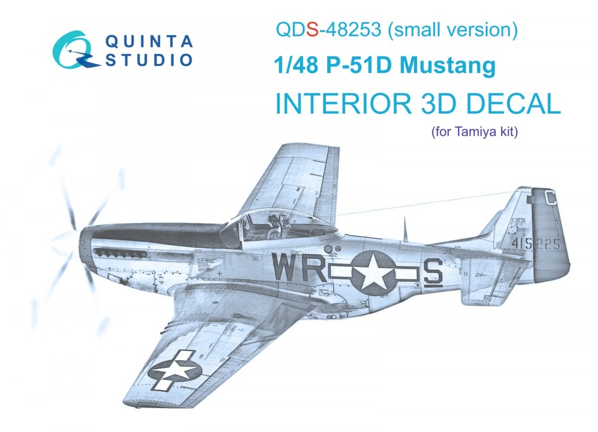 Quinta Studio QDS-48253 P-51D 3D-Printed &amp;amp; colored Interior on decal paper (Tamiya) (small version) 1/48