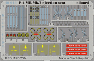 Siège éjectable gris Eduard 49015 F-4, échelle 1/48, Hasegawa