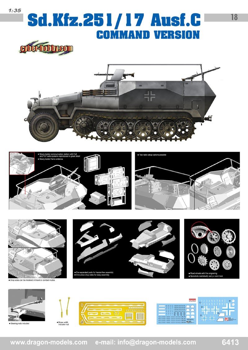 Cyber Hobby 6413 Sd.Kfz.251/17 Ausf.C Command Version 1/35 – zdjęcie 2