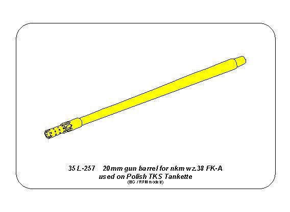 Aber 35L-257 20mm Gun Barrel for Nkm wz.38 FK-A used on TKS Tankette (For IBG / RPM) 1/35 – image 4