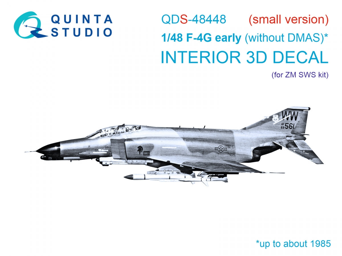 Intérieur imprimé en 3D et coloré sur papier décalcomanie Quinta Studio QDS-48448 F-4G (première version) (Zoukei Mura SWS) (petite version) 1/48