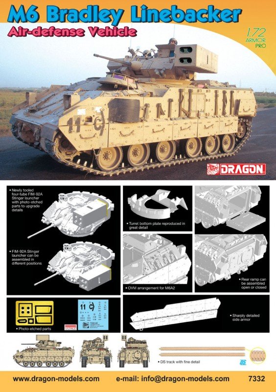 Dragon 7332 M6 Bradley Linebacker Air-Defense Vehicle (1/72) – immagine 10