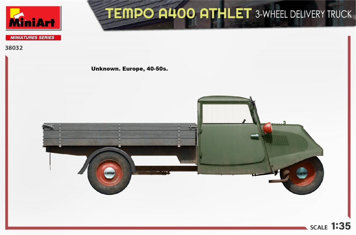 MiniArt 38032 TEMPO A400 ATHLET 3-WHEEL DELIVERY TRUCK 1/35 – imagen 5