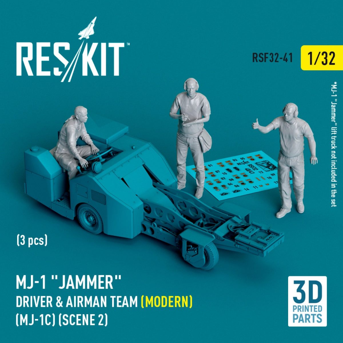 RESKIT RSF32-0041 MJ-1 "Jammer" Driver & airman team (Modern) (MJ-1C) (scene 2) (3 pcs) (3D Printed) 1/32