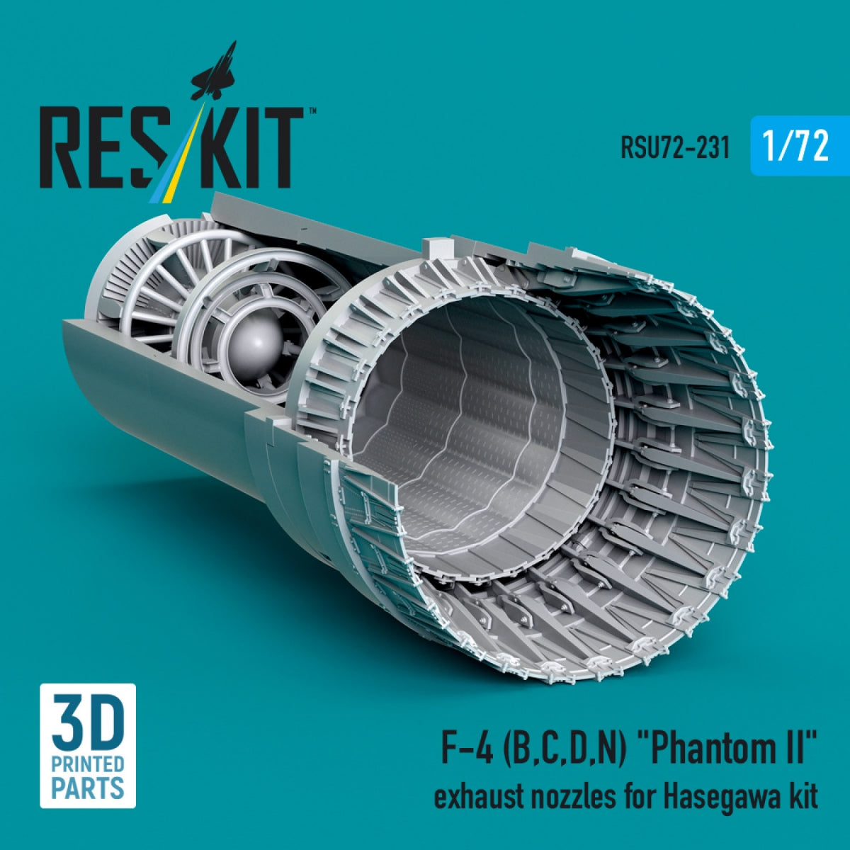 RESKIT RSU72-0231 F-4 (B, C, D, N) &amp;quot;Phantom II&amp;quot; exhaust nozzles for Hasegawa kit (3D Printed) 1/72 – image 2