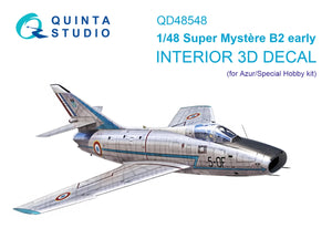 Quinta Studio QD48548 Super Mystere B2 Early 3D-Printed &amp;amp; colored Interior on decal paper (Azur/Special Hobby) 1/48