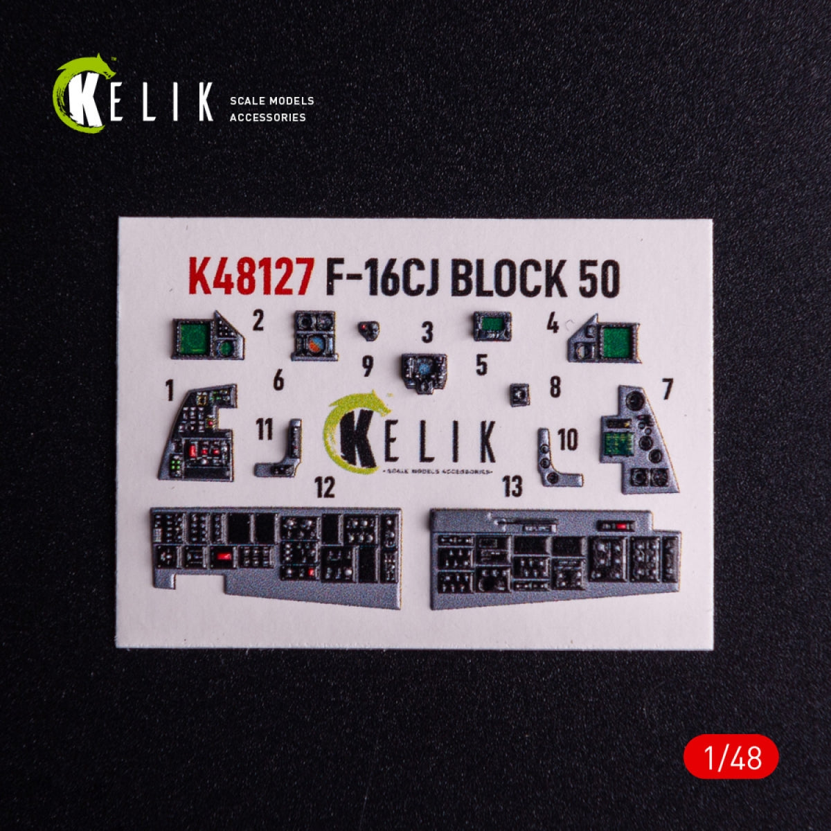 Kelik K48127 F-16CJ - interior 3D decals for Tamiya kit 1/48