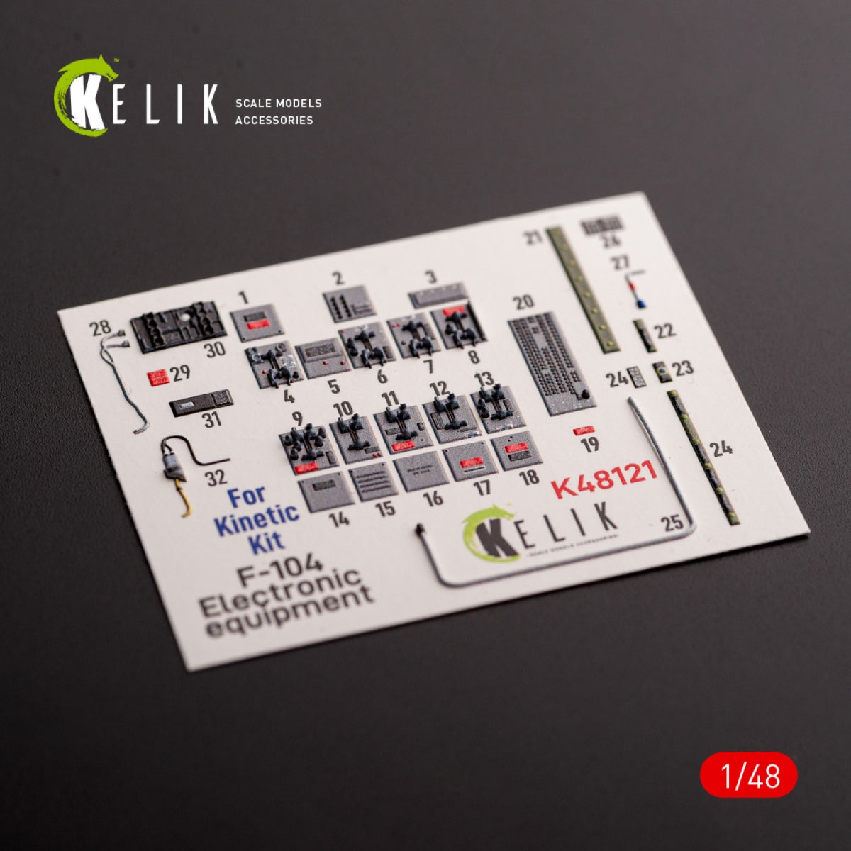 KELIK K48121 F-104 series Electrical Equipment - interior 3D decals for Kinetic kit 1/48