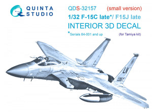 Quinta Studio QDS-32157 F-15C Late/F-15J late 3D-Printed &amp;amp; colored Interior on decal paper (Tamiya) (small version) 1/32