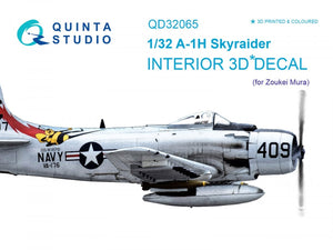 Quinta Studio QD32065 A-1H Skyraider 3D-Printed &amp;amp; colored Interior on decal paper (for ZM SWS kit) 1/32