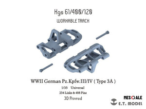 ET Model P35-020 WWII German Pz.Kpfw.III/IV（Type 3A）Workable Track ( 3D Printed ) 1/35