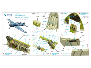Quinta Studio QD32195 F6F-5 Hellcat 3D-Printed &amp;amp; colored Interior on decal paper (Trumpeter) 1/32 – obrázek 2