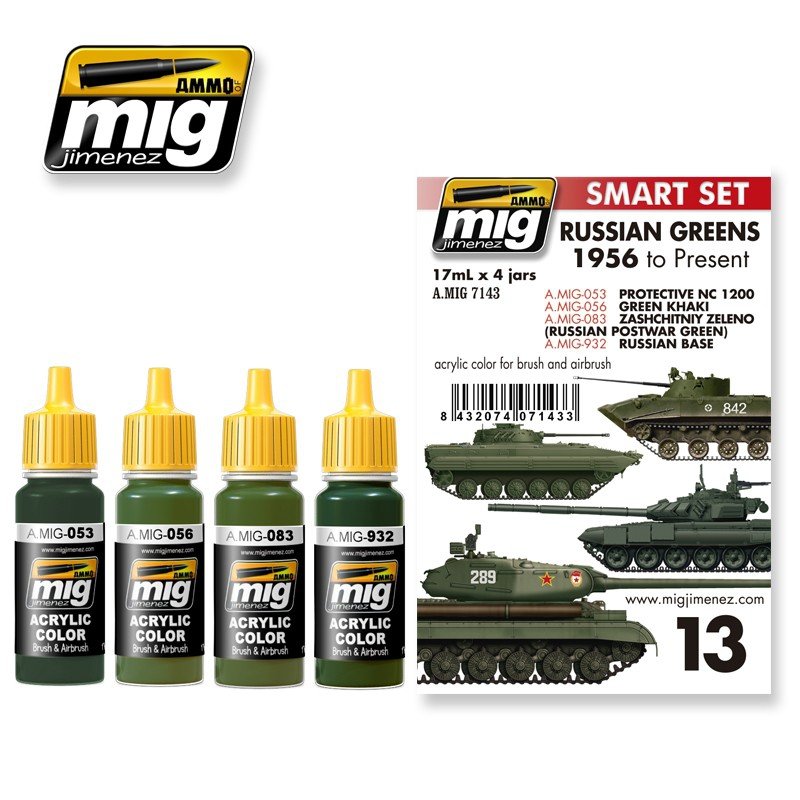 Munitions Mig Jiminez 7143 Vertes Russes - 1956 à aujourd'hui (4x17ml)