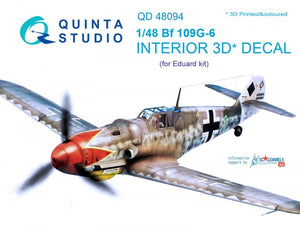 Quinta Studio QD48094 Bf 109G-6 3D-Printed &amp;amp; colored Interior on decal paper (for Eduard kit) 1/48