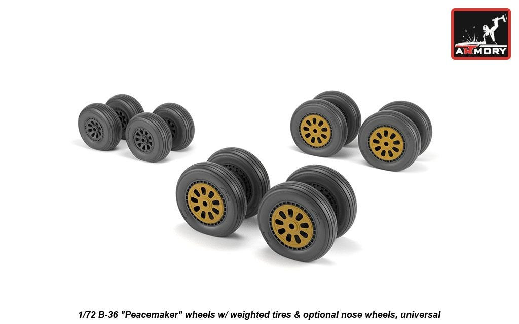 Armory Models AW72327 B-36 Peacemaker wheels w/ weighted tires, optional nose wheels 1/72 – obrázek 4