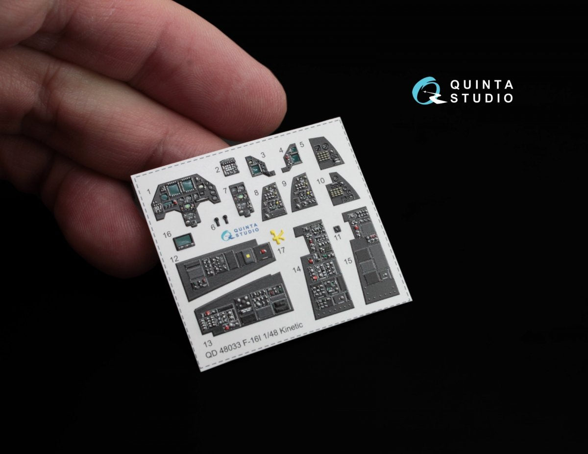 Quinta Studio QD48033 F-16I 3D-Printed &amp;amp; colored Interior on decal paper (for Kinetic kit) 1/48 – obrázek 4