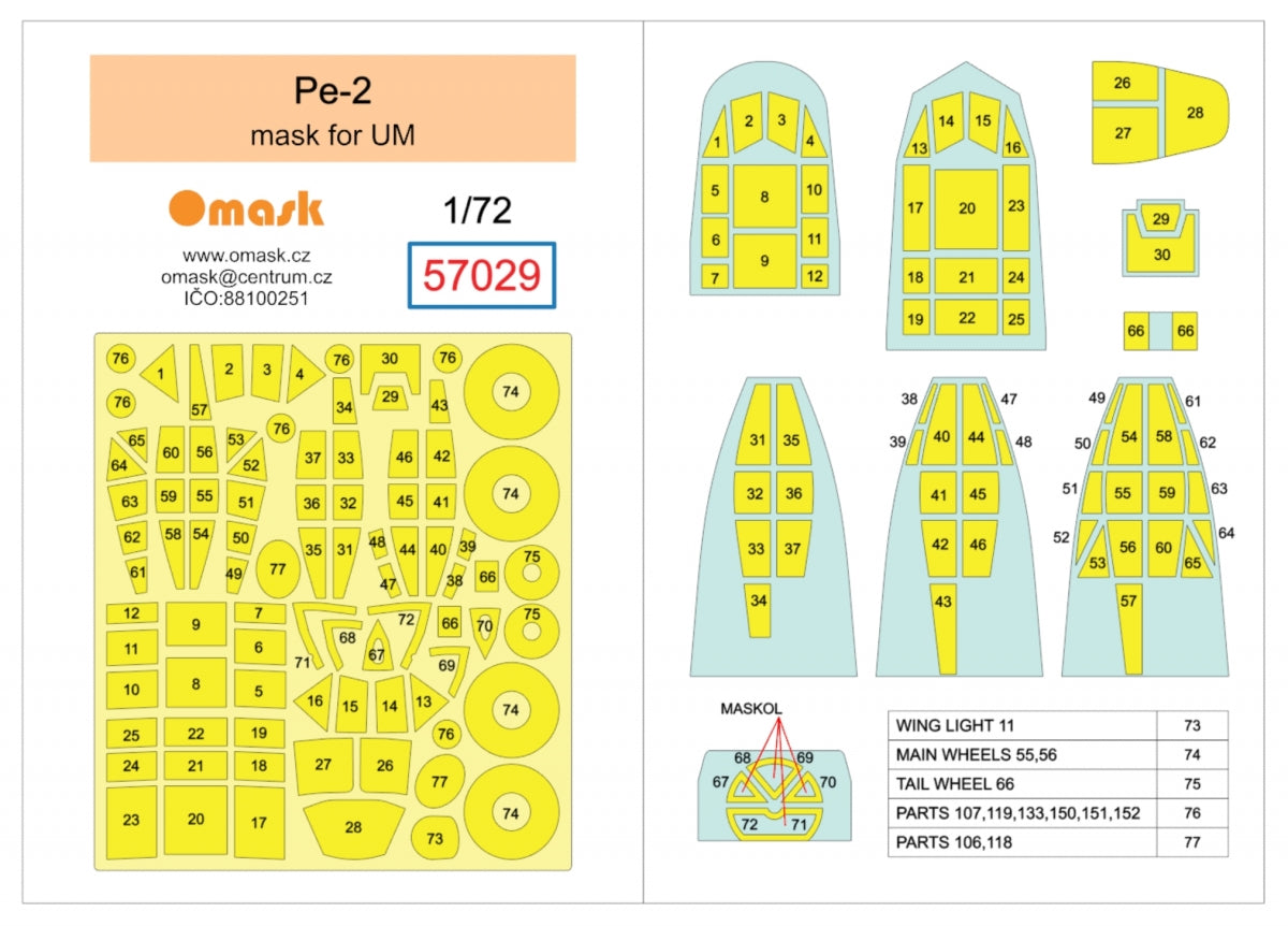 Omask 57029 Pe-2 mask (for UM) 1/72 – image 2