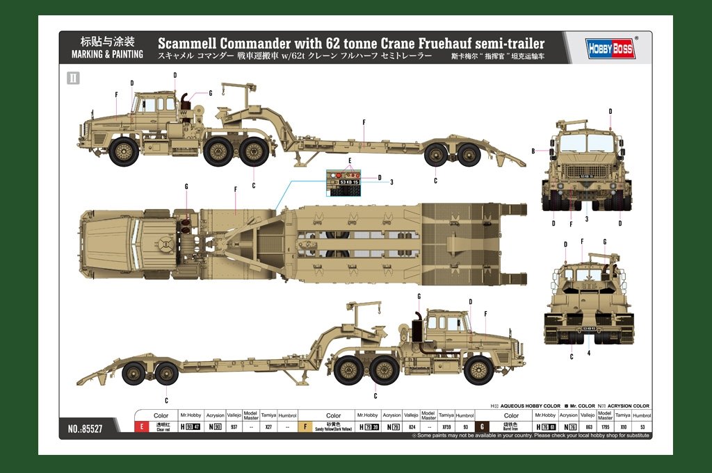 Hobby Boss 85527 Scammell Commander with 62 tonne Crane Fruehauf semi-trailer 1/35 – image 5