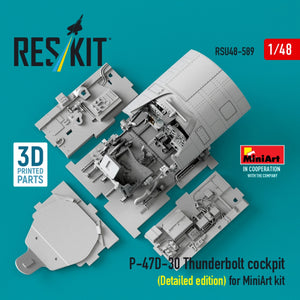 RESKIT RSU48-0589 P-47D-30 Thunderbolt cockpit (Detailed edition) for MiniArt kit (3D Printed) 1/48