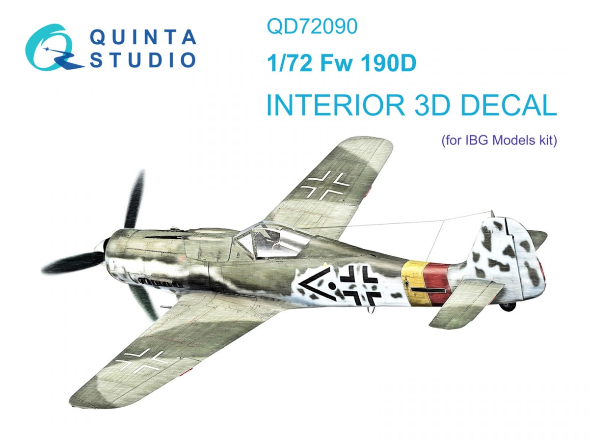 Quinta Studio QD72090 Fw 190D 3D-Printed &amp;amp; colored Interior on decal paper (IBG models) 1/72