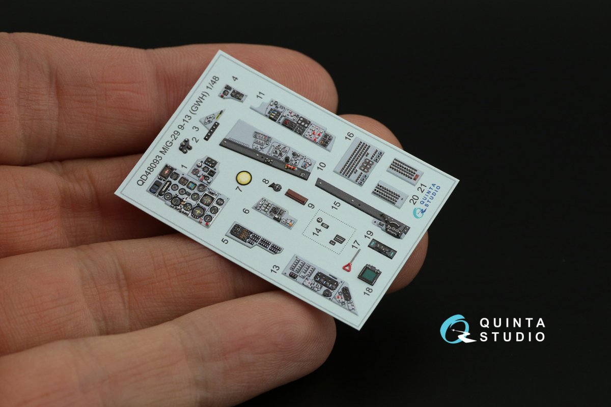 Quinta Studio QD48093 MiG-29 (9-13) 3D-Printed &amp;amp; colored Interior on decal paper (for GWH ) 1/48 – Bild 8