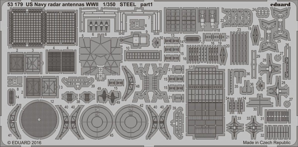 Eduard 53179 US Navy radar antennas WWII STEEL 1/350