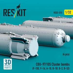 RESKIT RS32-0515 CBU-97/105 cluster bombs (4 pcs) (3D Printed) 1/32 – immagine 3