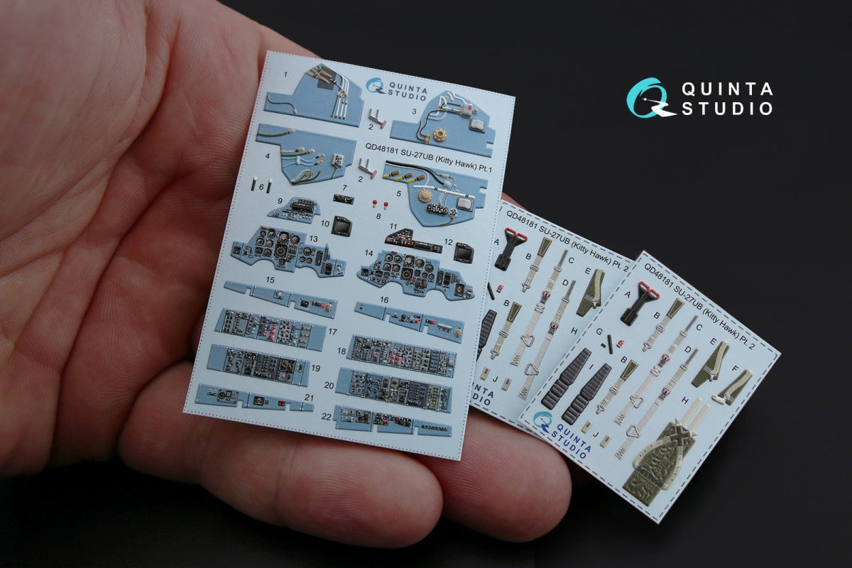 Quinta Studio QD48181 Su-27UB 3D-Printed colored Interior on decal paper (for KittyHawk kit) 1/48 – obrázek 4