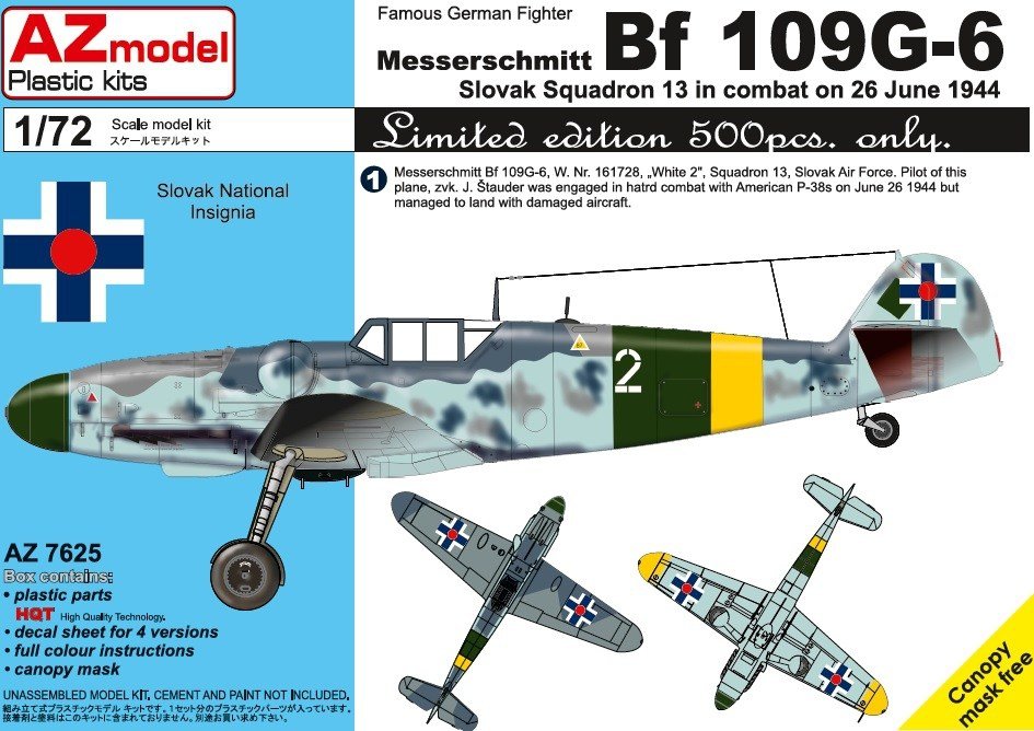 AZ Model AZ7625 Bf 109G-6 Slovak 13 Squadron 1/72