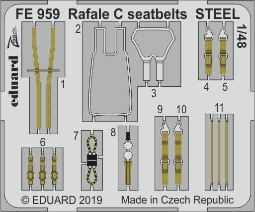 Ceintures de sécurité Eduard FE959 Rafale C en acier, échelle 1/48, Revell