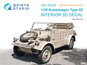 Quinta Studio QD+35143 Kubelwagen Type 82 3D-Printed &amp;amp; colored Interior on decal paper (Hero) (with 3D-printed resin parts)1/35