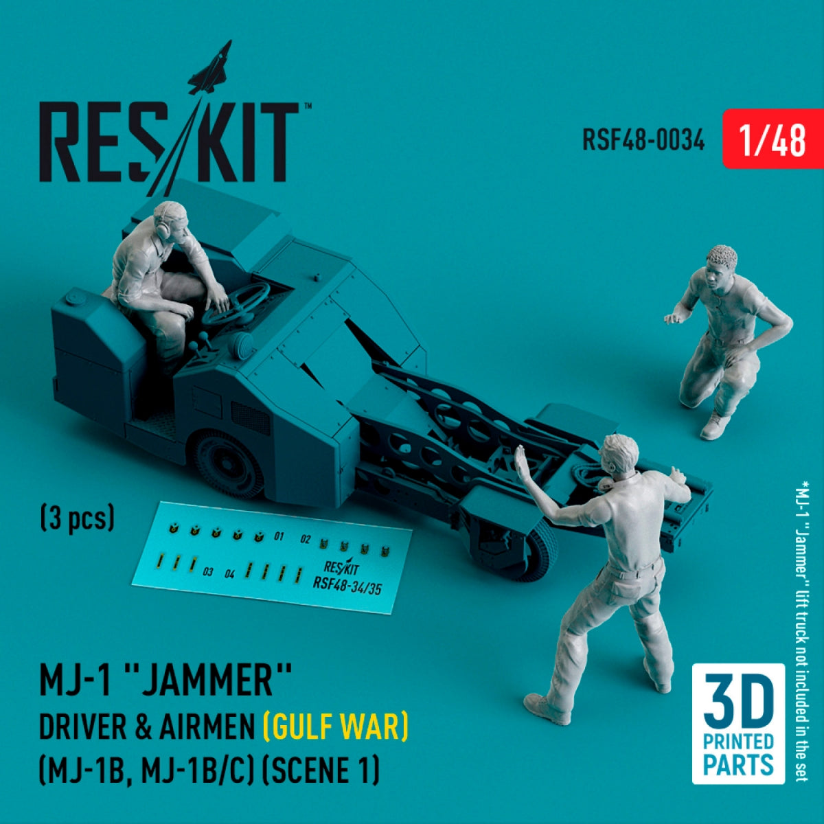 RESKIT RSF48-0034 MJ-1 Jammer Driver airmens (Gulf War) (MJ-1B, MJ-1B/C) (scene 1) (3 pcs) (3D Printed) 1/48 – image 2